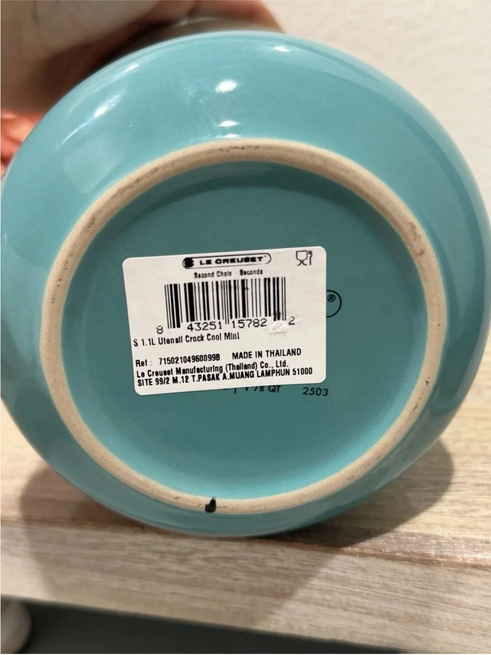 Le Creuset Stoneware 1.1L Utensil Crock Cool Mint NWT